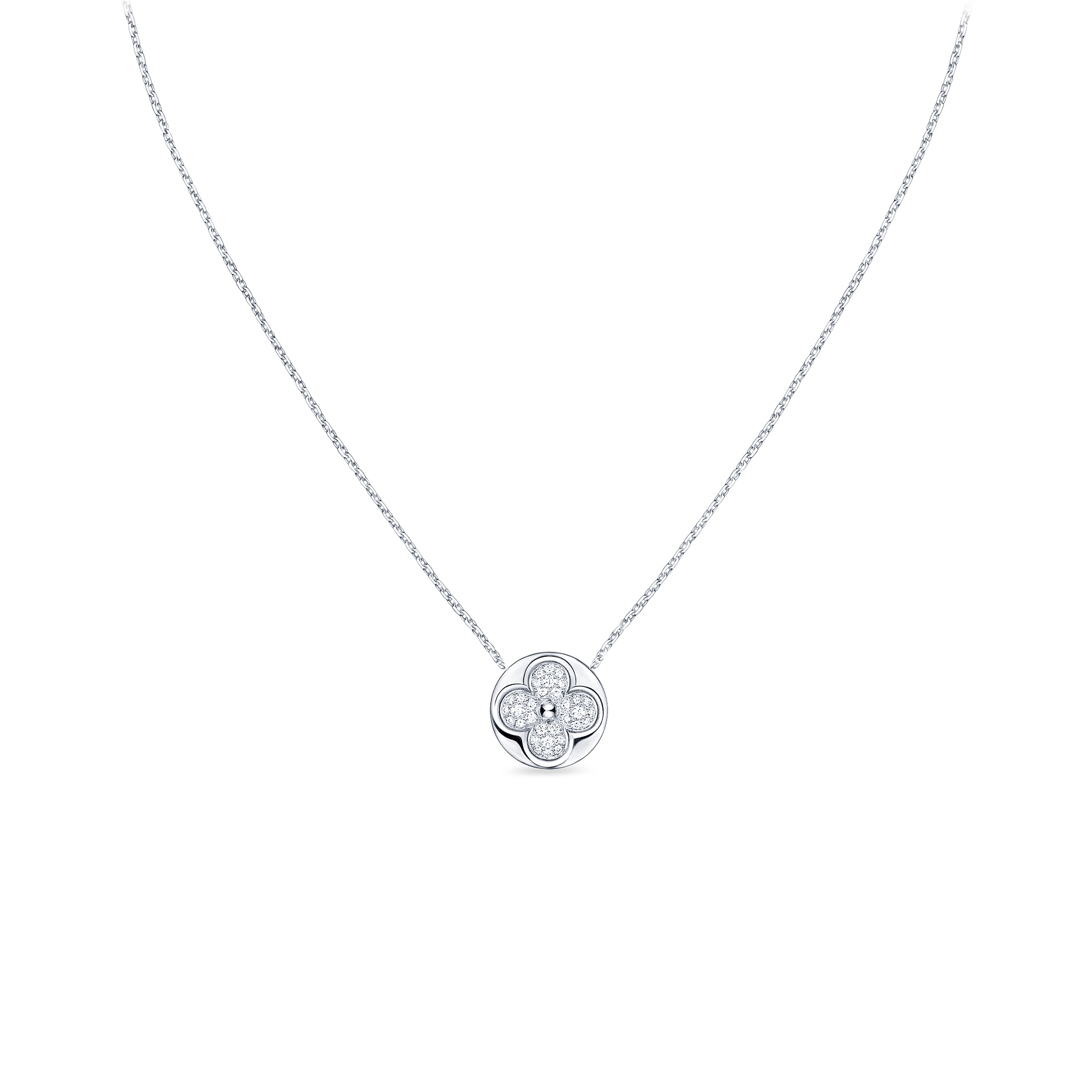 LOUIS VUITTON DIAMOND BLOSSOM SUN PENDANT, WHITE GOLD AND DIAMONDS Q93630 LOUIS VUITTON DIAMOND BLOSSOM SUN PENDANT, WHITE GOLD AND DIAMONDS Q93630